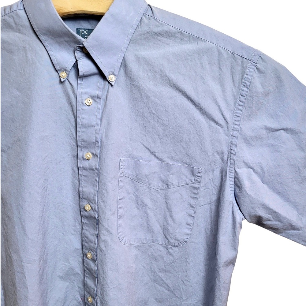 JOS A BANK Stay Cool Mens Large Light‎ Blue Short Sleeve Button Down Shirt